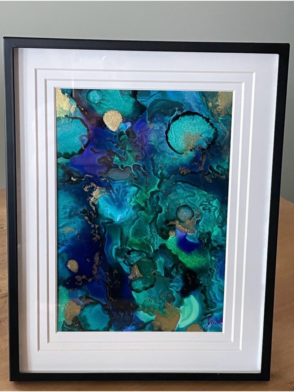 Original Abstract Ocean-Inspired Alcohol Ink Painting Wall Art